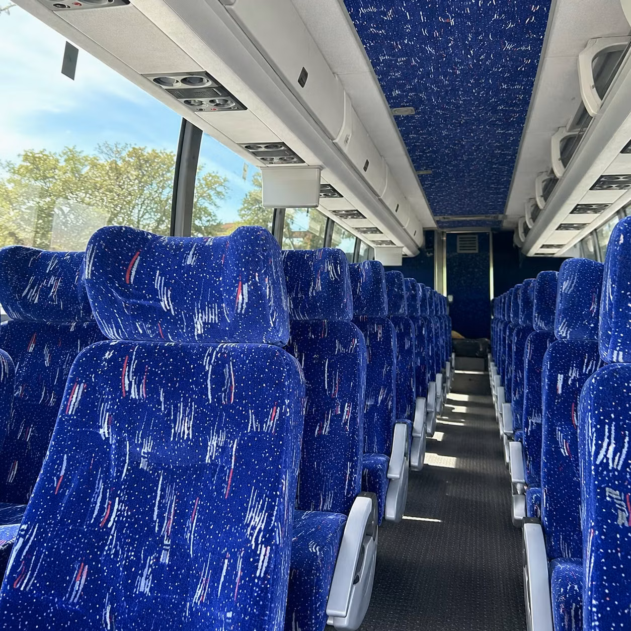 bloomington charter bus rental interior